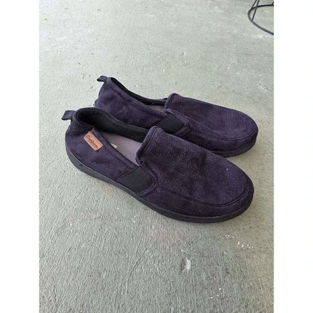 Dearfoams‎ Cozy Comfort Mens Slippers Navy Blue Microsuede Loafers Size L 11-12